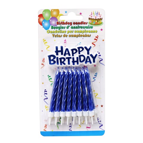 Nến màu xanh 16 cái + bảng ghim Happy Birthday