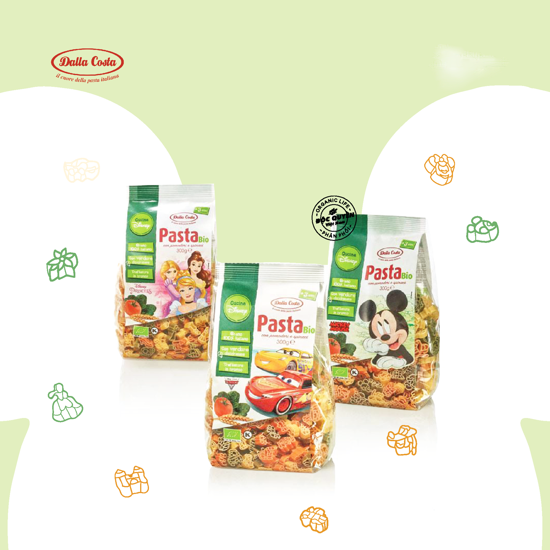 Nui Rau Củ Hữu Cơ Cho Bé Hình Công Chúa Mickey Dalla Costa 300g