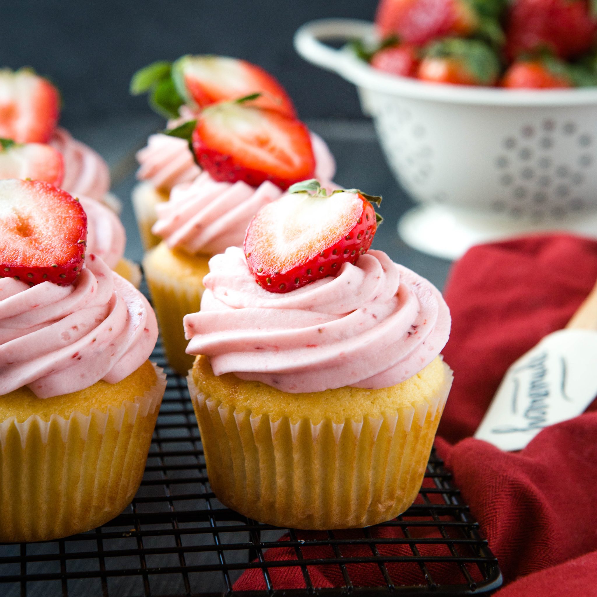 Strawberry Cupcakes with Fresh Strawberry Buttercream - The Busy Baker