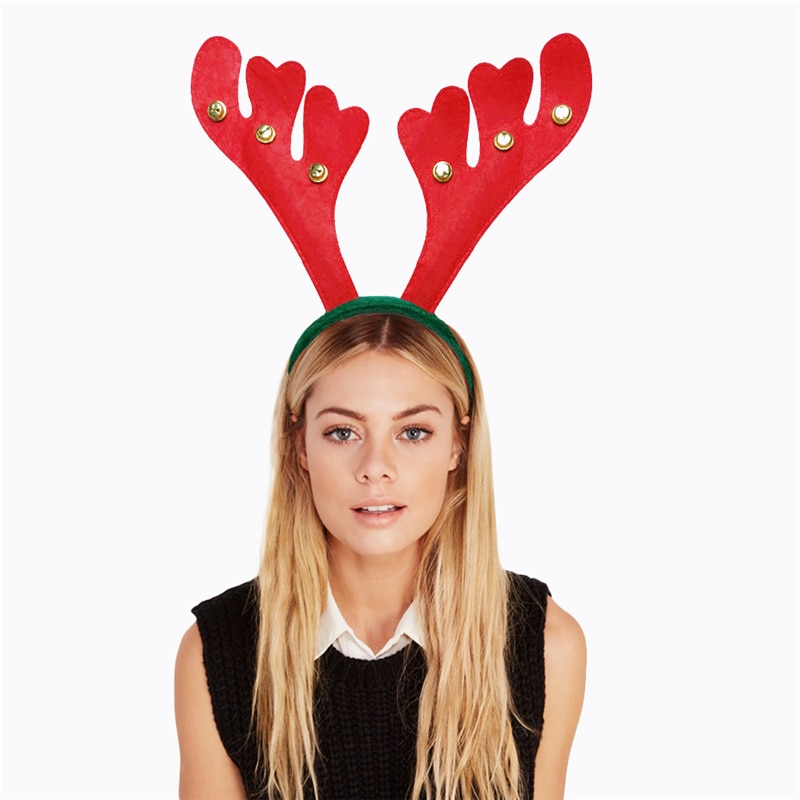 12pc Red Christmas Bell Head Buckle hair hoop Xmas decorations Reindeer  Antlers Headband Hairbands Prop Fancy Dress Head Bopper|bopper| - AliExpress