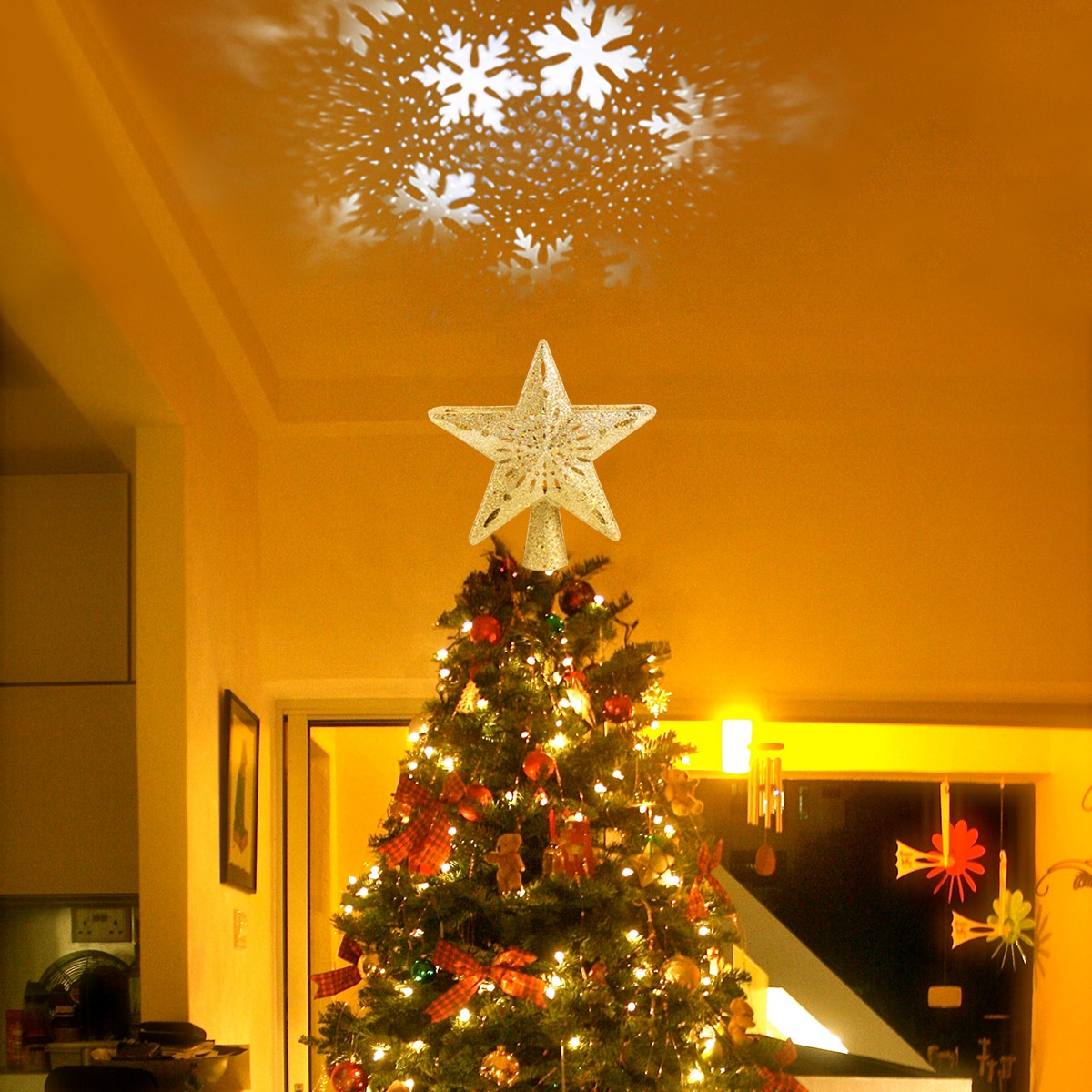 Golden Star Christmas Tree Topper With Built In Rotating Snowflake  Projection Light Xmas Tree Decor Navidad 2020 New Year 2021 From Warmmove,  .23 | DHgate.Com