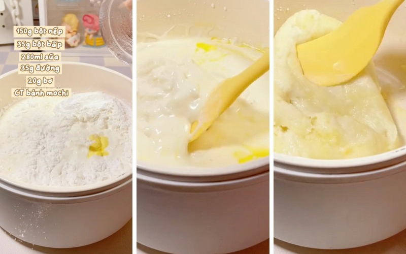 Cách làm bánh mochi chấm kem sữa