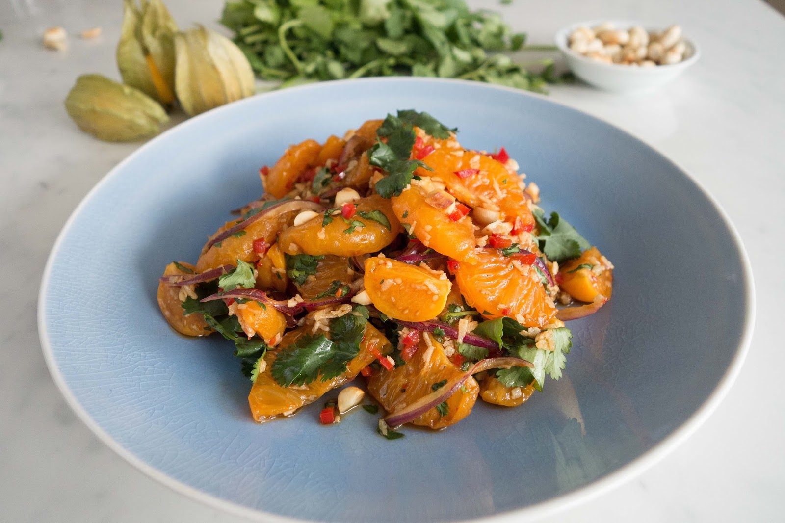 An Asian salad with clementine and physalis | Margot's Kitchen