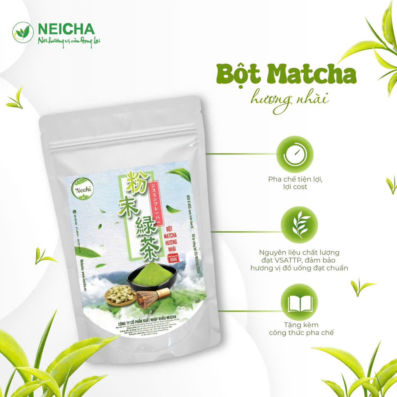 Bột Matcha Hương Nhài Nechi túi 100g