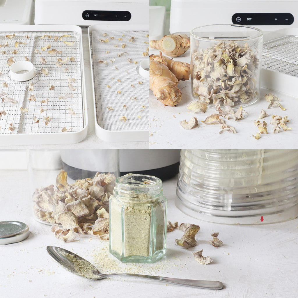 Dehydrate ginger root and make ginger powder