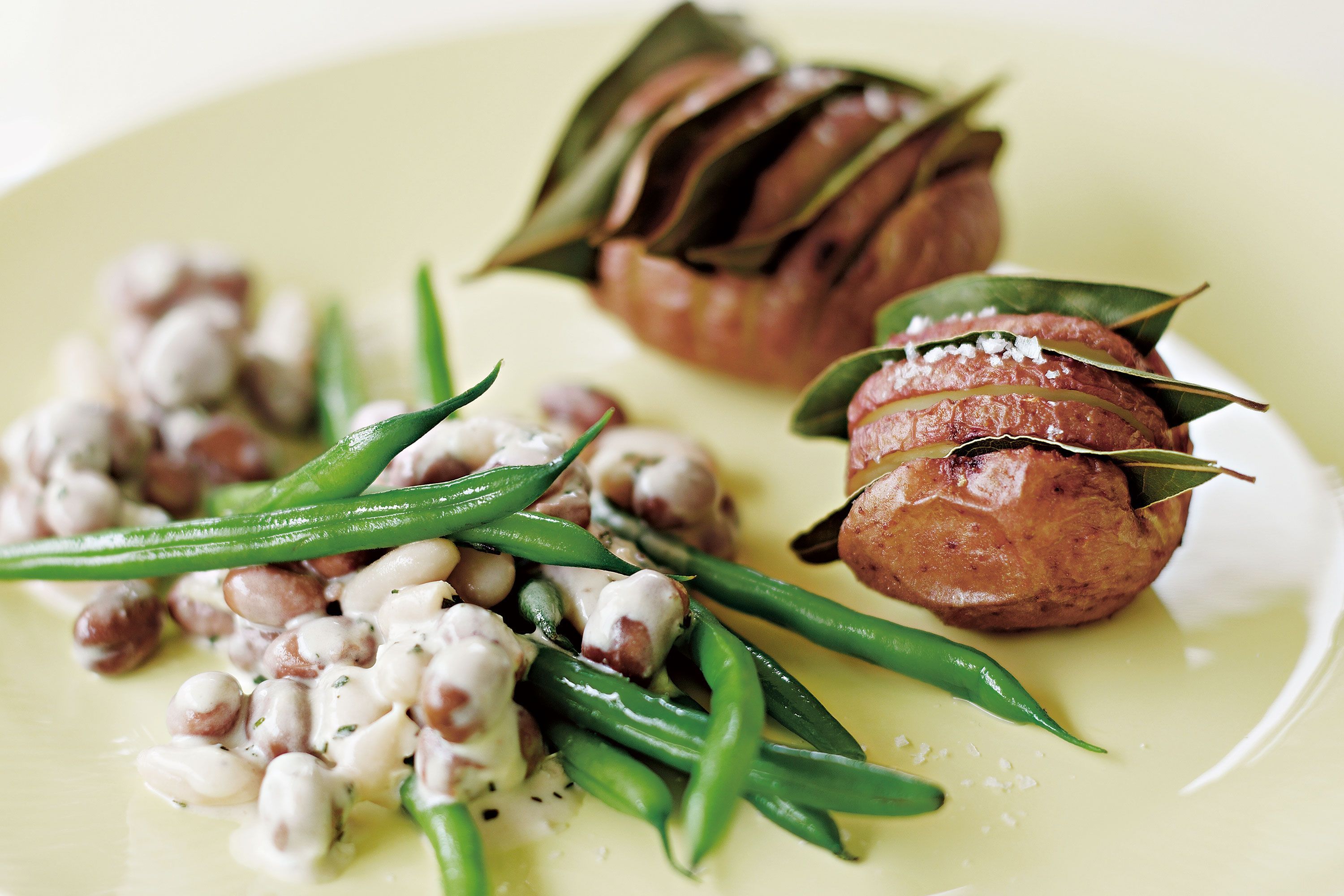 Hasselback potatoes with bay leaves