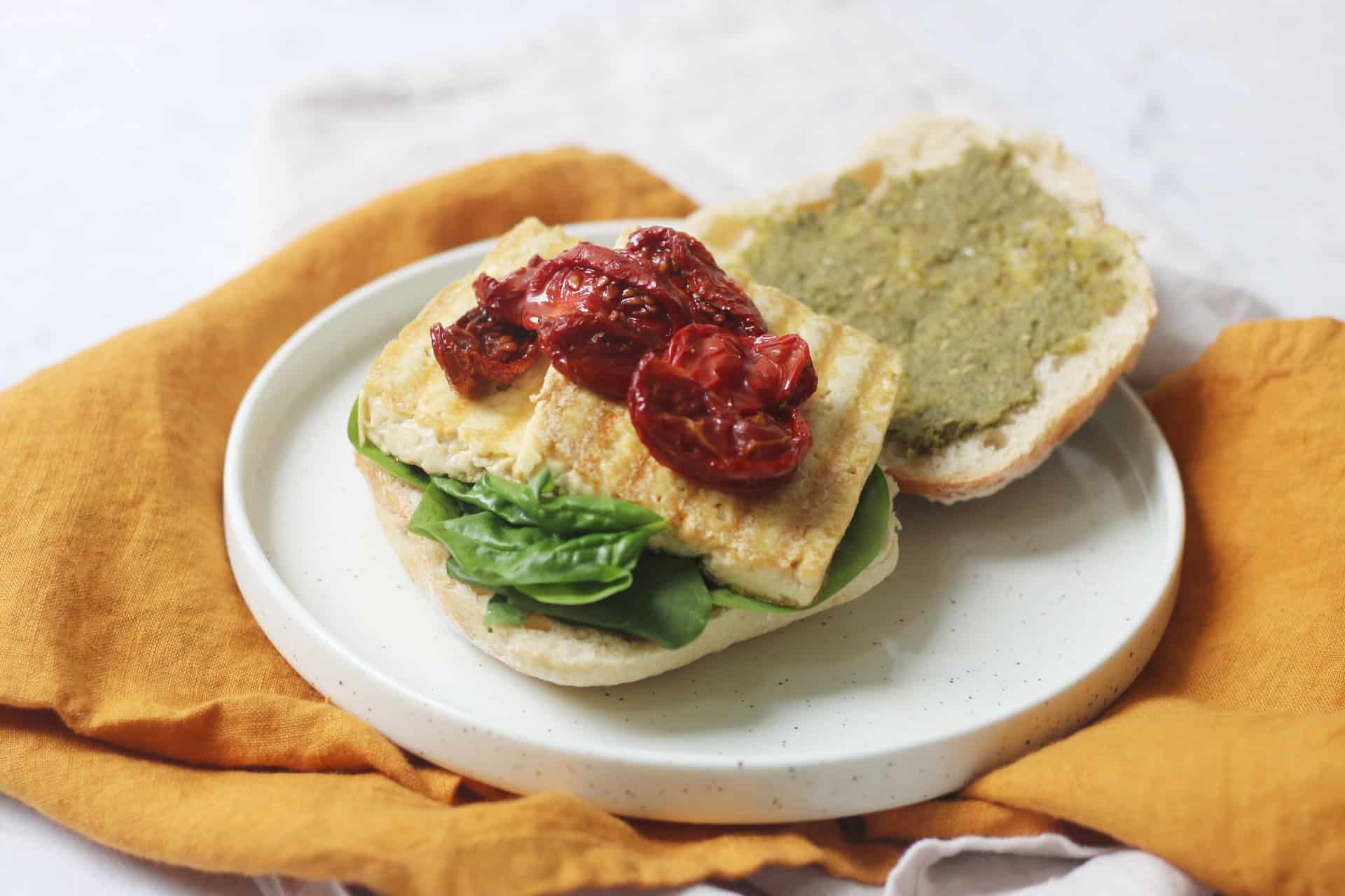 Vegan Pesto and Sun-dried Tomato Sandwich